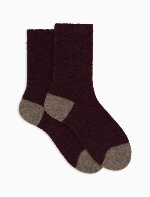 Calze corte donna lana bouclé viola tinta unita e contrasti - Donna | Gallo 1927 - Official Online Shop
