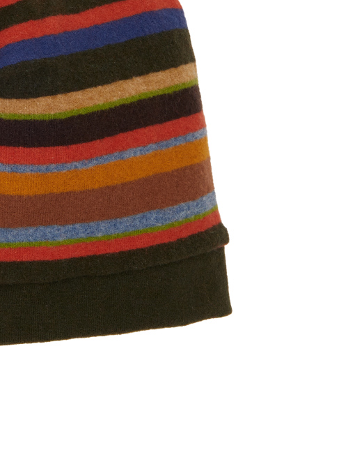 Kids' green fleece beanie with multicoloured stripes - Black Friday Kids | Gallo 1927 - Official Online Shop