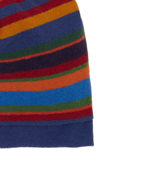 Kids' blue fleece beanie with multicoloured stripes - Black Friday Kids | Gallo 1927 - Official Online Shop