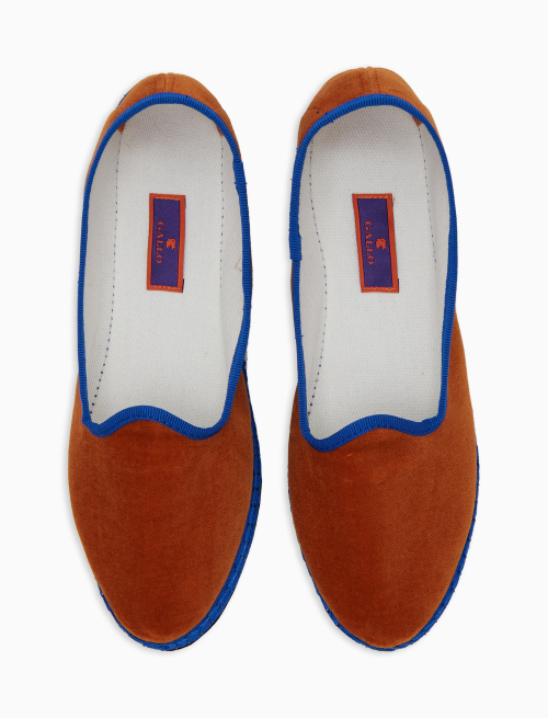 Women's plain orange velvet shoes with contrasting details - Shoes | Gallo 1927 - Official Online Shop