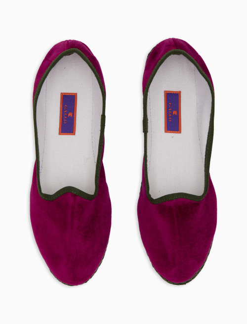 Scarpez donna velluto fucsia tinta unita con contrasti - Friulane | Gallo 1927 - Official Online Shop