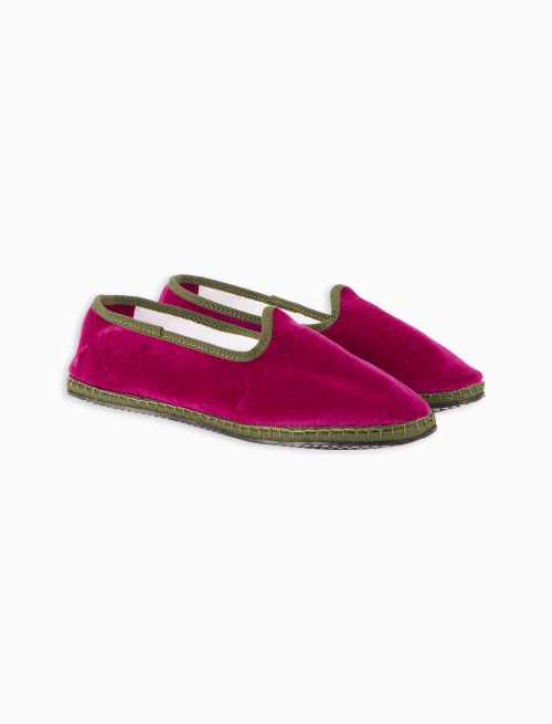 Scarpez donna velluto fucsia tinta unita con contrasti - Friulane | Gallo 1927 - Official Online Shop