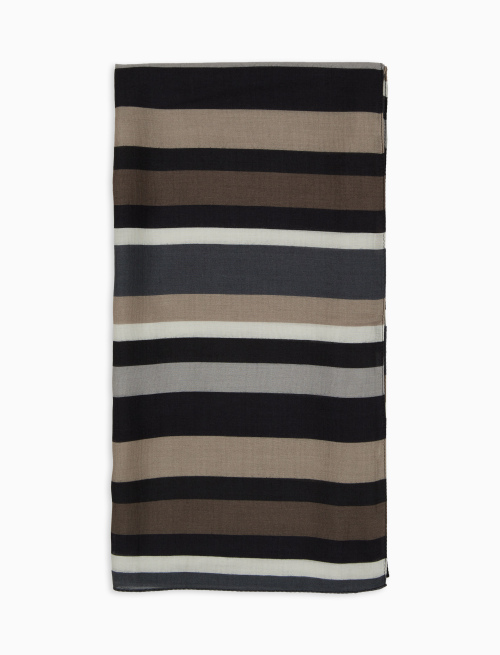 Lightweight black unisex scarf with large multicoloured stripes - Scarves | Gallo 1927 - Official Online Shop