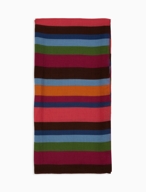 Lightweight fuchsia unisex scarf with large multicoloured stripes - Accessories | Gallo 1927 - Official Online Shop