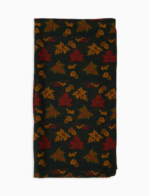 Lightweight unisex green scarf with leaf motif - Scarves | Gallo 1927 - Official Online Shop