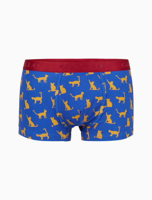 Men's blue cotton boxer shorts with cat motif - Underwear | Gallo 1927 - Official Online Shop
