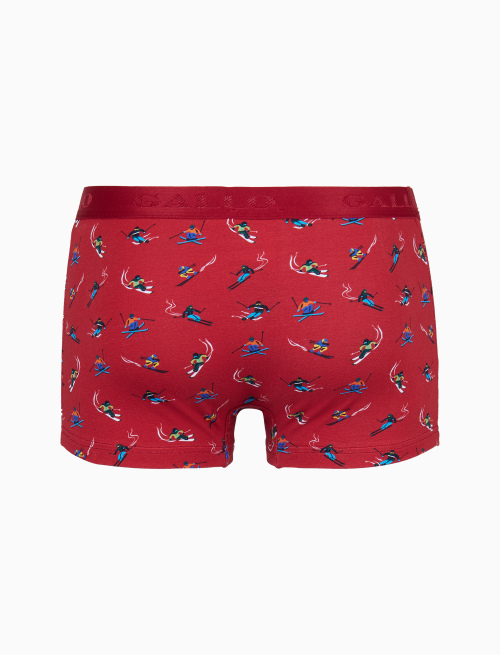 Boxer intimo uomo cotone rosso fantasia sciatori - Intimo | Gallo 1927 - Official Online Shop