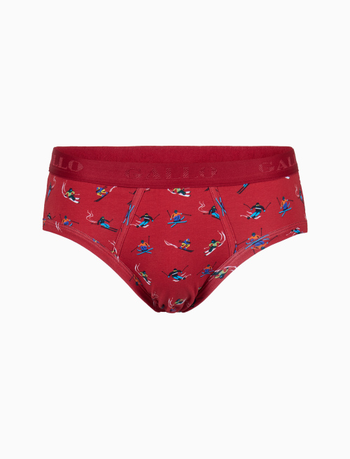 Men's red cotton briefs with skier motif - Underwear | Gallo 1927 - Official Online Shop