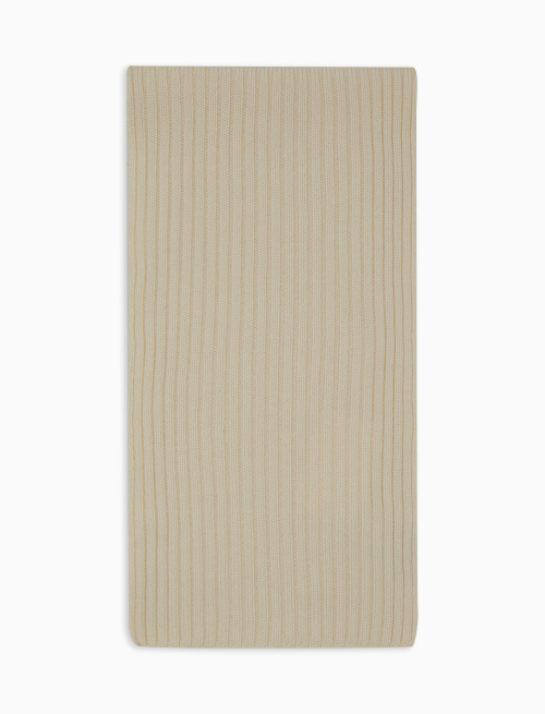 Sciarpa unisex lana, seta e cashmere bianco a coste tinta unita - Accessori | Gallo 1927 - Official Online Shop