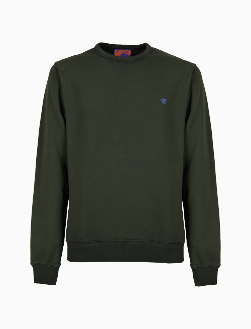 Unisex plain green cotton crew-neck sweatshirt - Sweatshirts | Gallo 1927 - Official Online Shop