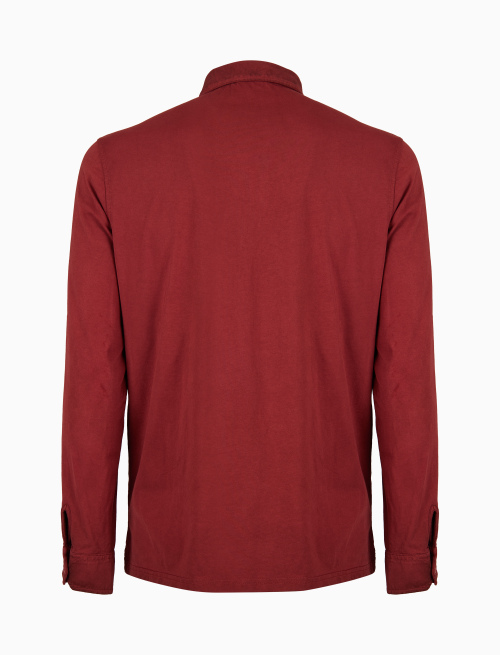 Men's plain burgundy long-sleeved cotton polo shirt - Clothing | Gallo 1927 - Official Online Shop