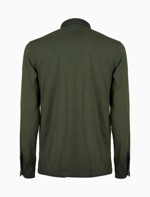 Men's plain green long-sleeved cotton polo shirt - Clothing | Gallo 1927 - Official Online Shop