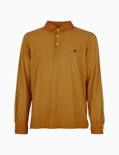 Polo camicia maniche lunghe uomo cotone gialla tinta unita - Polo | Gallo 1927 - Official Online Shop