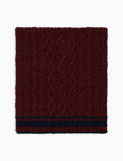Unisex plain burgundy scarf in Aran-stitched wool - Scarves | Gallo 1927 - Official Online Shop
