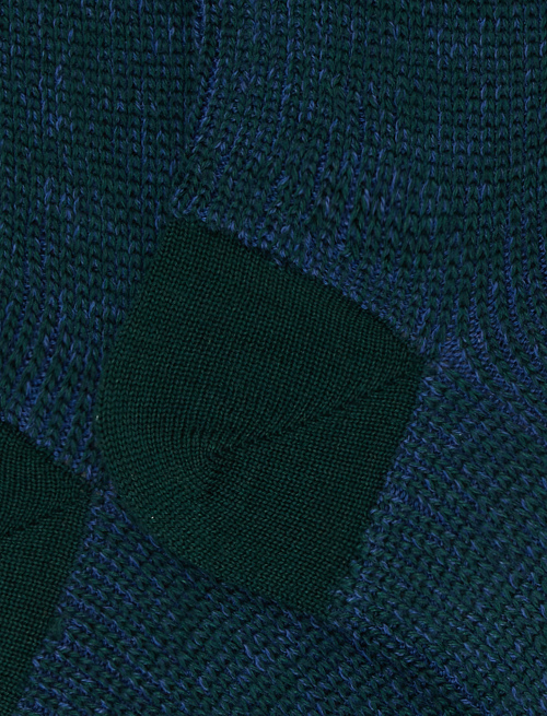 Unisex short green wool, silk and cashmere socks with mouliné motif - Past Season | Gallo 1927 - Official Online Shop