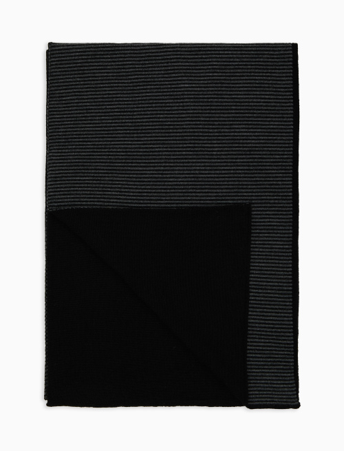 Men's black wool scarf with Windsor stripes - Man | Gallo 1927 - Official Online Shop