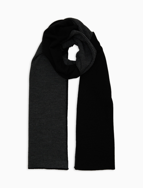 Men's black wool scarf with Windsor stripes - Man | Gallo 1927 - Official Online Shop