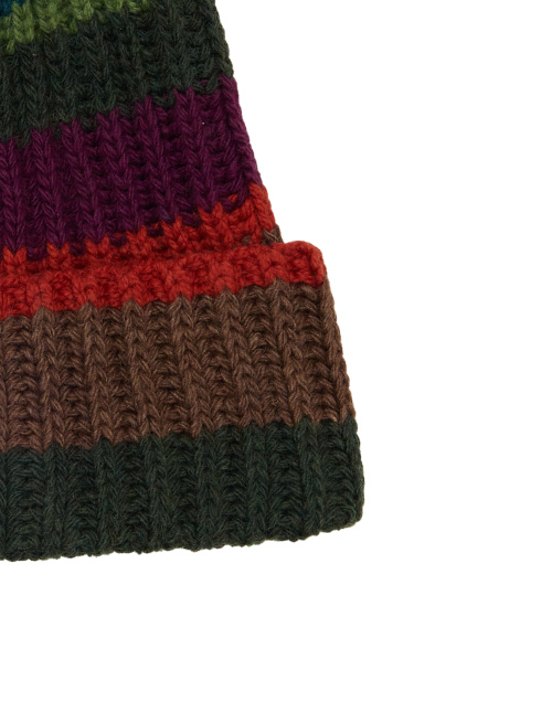 Berretto unisex lana, viscosa e cashmere verde righe multicolor - Accessori | Gallo 1927 - Official Online Shop