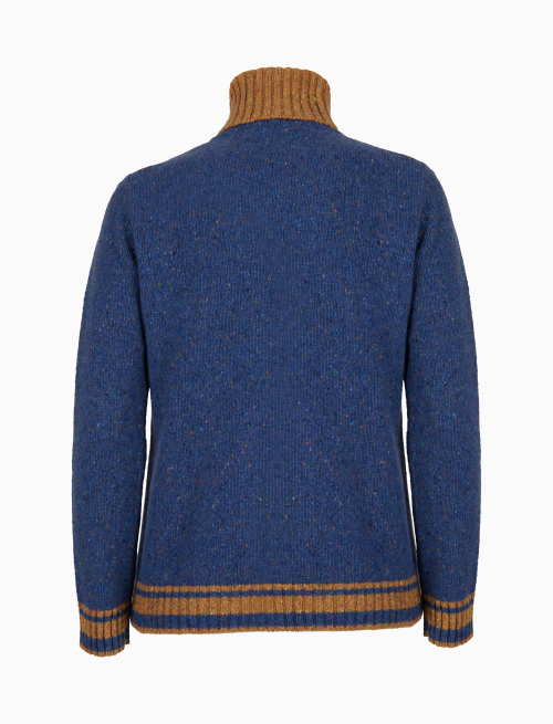 Pull dolcevita donna lana blu punto aran tinta unita - Abbigliamento | Gallo 1927 - Official Online Shop