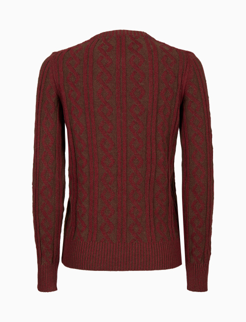 Pull donna lana e cashmere marrone fantasia treccia e costa vanisé a due colori - Abbigliamento | Gallo 1927 - Official Online Shop