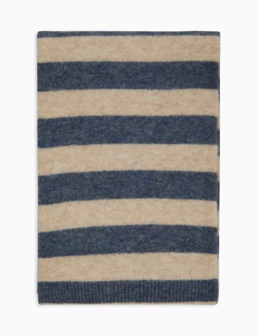 Sciarpa donna alpaca e lana azzurra righe bicolore - Accessori | Gallo 1927 - Official Online Shop