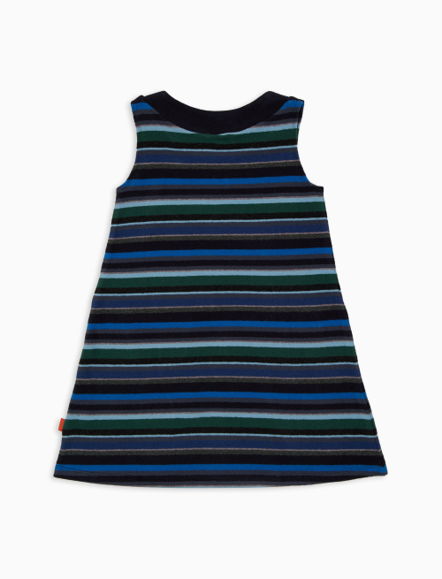 Kids' blue fleece dress with multicoloured stripes - Black Friday Kids | Gallo 1927 - Official Online Shop