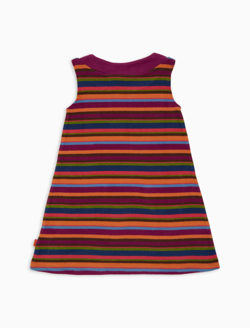 Kids' fuchsia fleece dress with multicoloured stripes - Black Friday Kids | Gallo 1927 - Official Online Shop