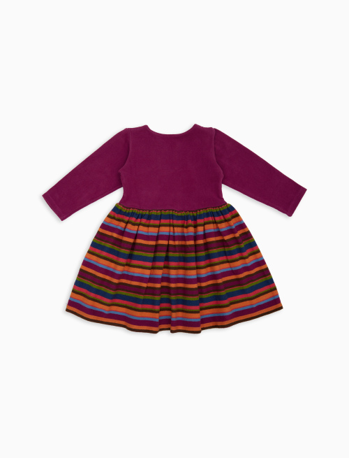 Kids' plain fuchsia fleece dress with multicoloured stripes - Black Friday Kids | Gallo 1927 - Official Online Shop