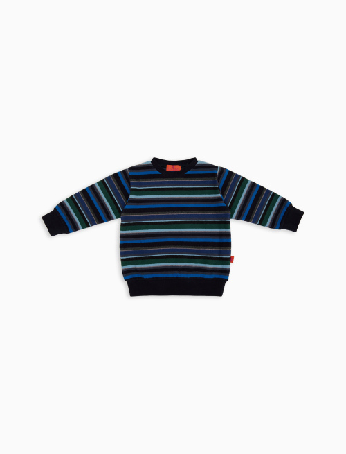 Kids' blue fleece sweatshirt with multicoloured stripes - Clothing | Gallo 1927 - Official Online Shop