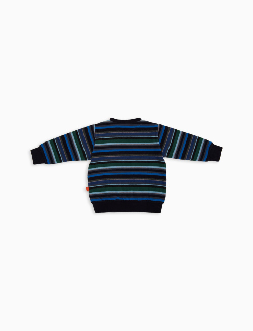 Kids' blue fleece sweatshirt with multicoloured stripes - Black Friday Kids | Gallo 1927 - Official Online Shop