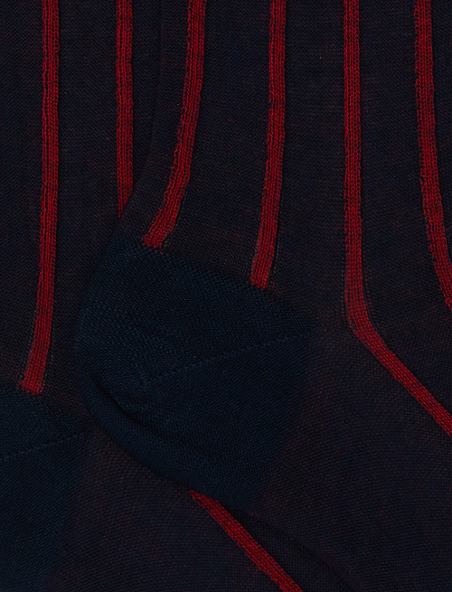 Women's long blue spaced twin-rib cotton socks - Socks | Gallo 1927 - Official Online Shop