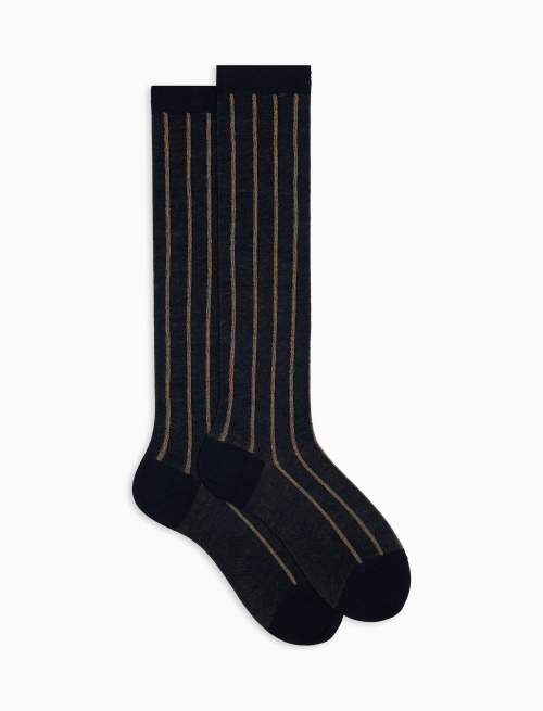 Women's long blue spaced twin-rib cotton socks - New In | Gallo 1927 - Official Online Shop