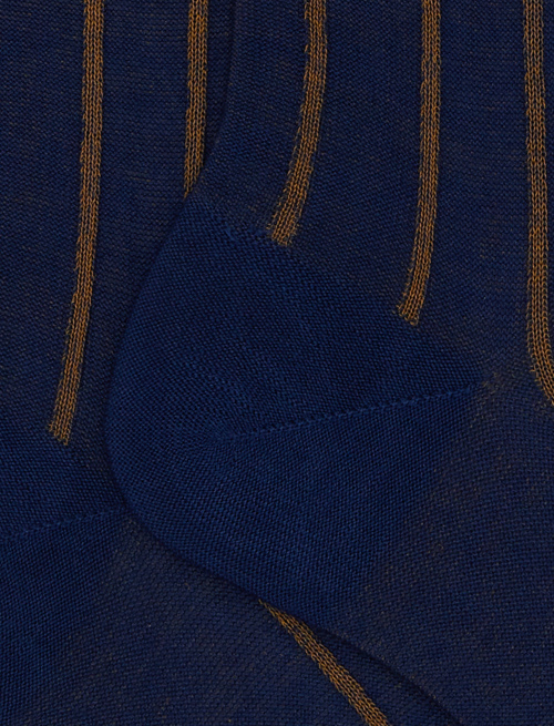 Women's long blue spaced twin-rib cotton socks - Socks | Gallo 1927 - Official Online Shop