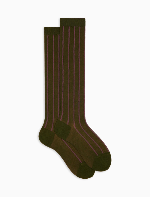 Women's long green spaced twin-rib cotton socks - New In | Gallo 1927 - Official Online Shop