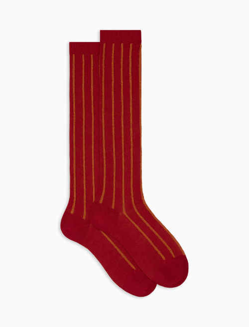 Women's long red spaced twin-rib cotton socks - Woman | Gallo 1927 - Official Online Shop