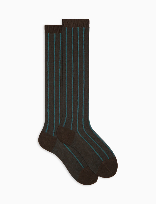 Women's long brown spaced twin-rib cotton socks - New In | Gallo 1927 - Official Online Shop