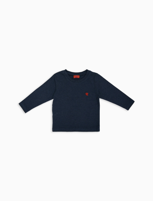 Kids' long-sleeved plain blue T-shirt - Boys Clothing | Gallo 1927 - Official Online Shop