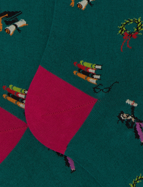 Calze lunghe uomo cotone fantasia laurea verde - Love Dogs | Gallo 1927 - Official Online Shop