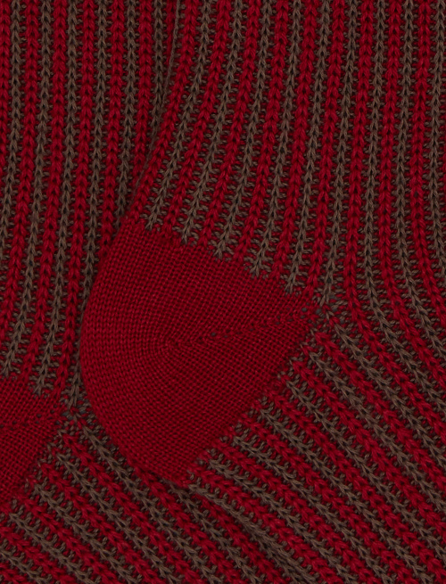 Unisex short burgundy wool, silk and cashmere socks with vertical stripes - Past Season | Gallo 1927 - Official Online Shop