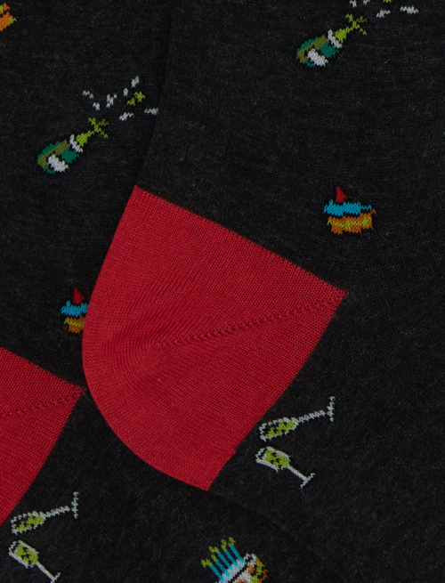 Men's long grey cotton socks with "Happy birthday" motif - Socks | Gallo 1927 - Official Online Shop