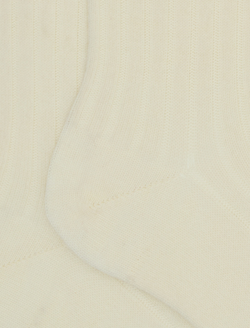 Women's long plain ribbed socks in white wool - Long | Gallo 1927 - Official Online Shop