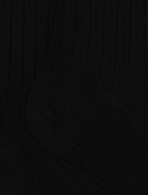 Women's long plain ribbed socks in black wool - Long | Gallo 1927 - Official Online Shop