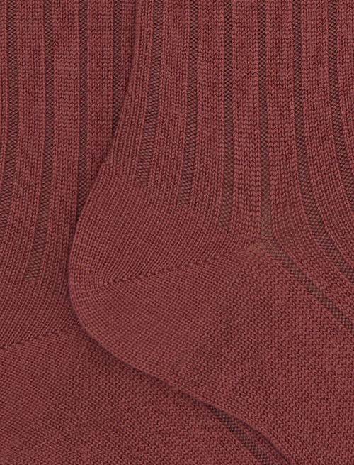Women's long plain ribbed socks in pink wool - Long | Gallo 1927 - Official Online Shop