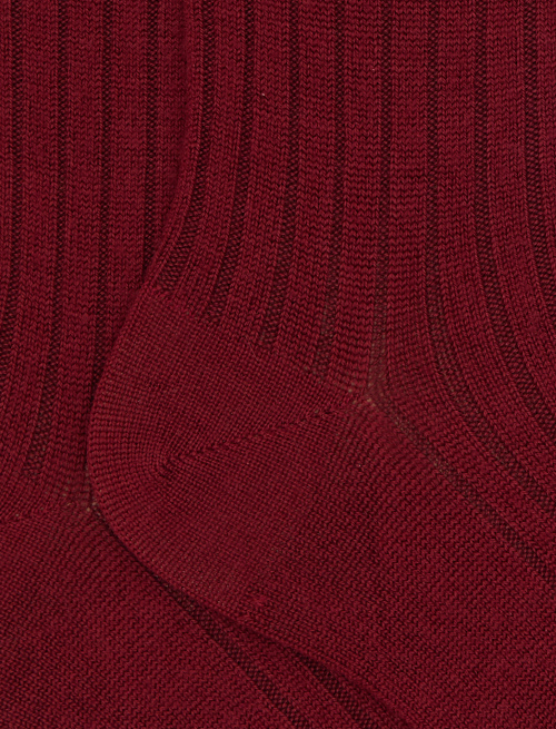 Women's long plain ribbed socks in red wool - Long | Gallo 1927 - Official Online Shop
