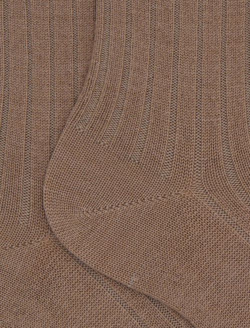 Calze corte donna lana beige a coste tinta unita - Donna | Gallo 1927 - Official Online Shop