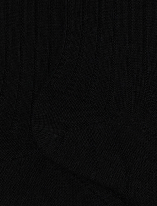 Women's short plain ribbed socks in black wool - Short | Gallo 1927 - Official Online Shop