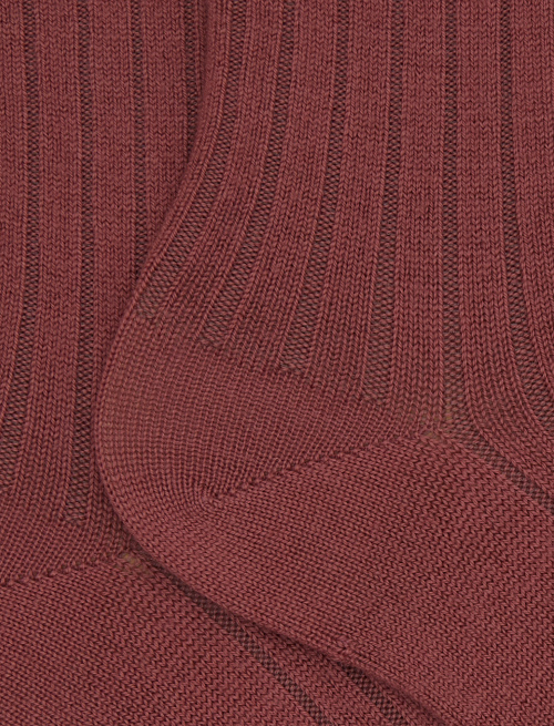 Women's short plain ribbed socks in pink wool - Short | Gallo 1927 - Official Online Shop