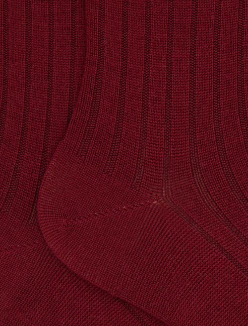 Women's short plain ribbed socks in red wool - Short | Gallo 1927 - Official Online Shop
