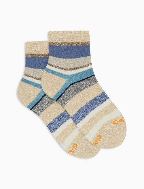 Kids' super short cotton and lurex socks with multicoloured stripes - Socks | Gallo 1927 - Official Online Shop