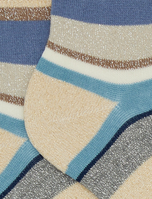 Kids' super short cotton and lurex socks with multicoloured stripes - Socks | Gallo 1927 - Official Online Shop